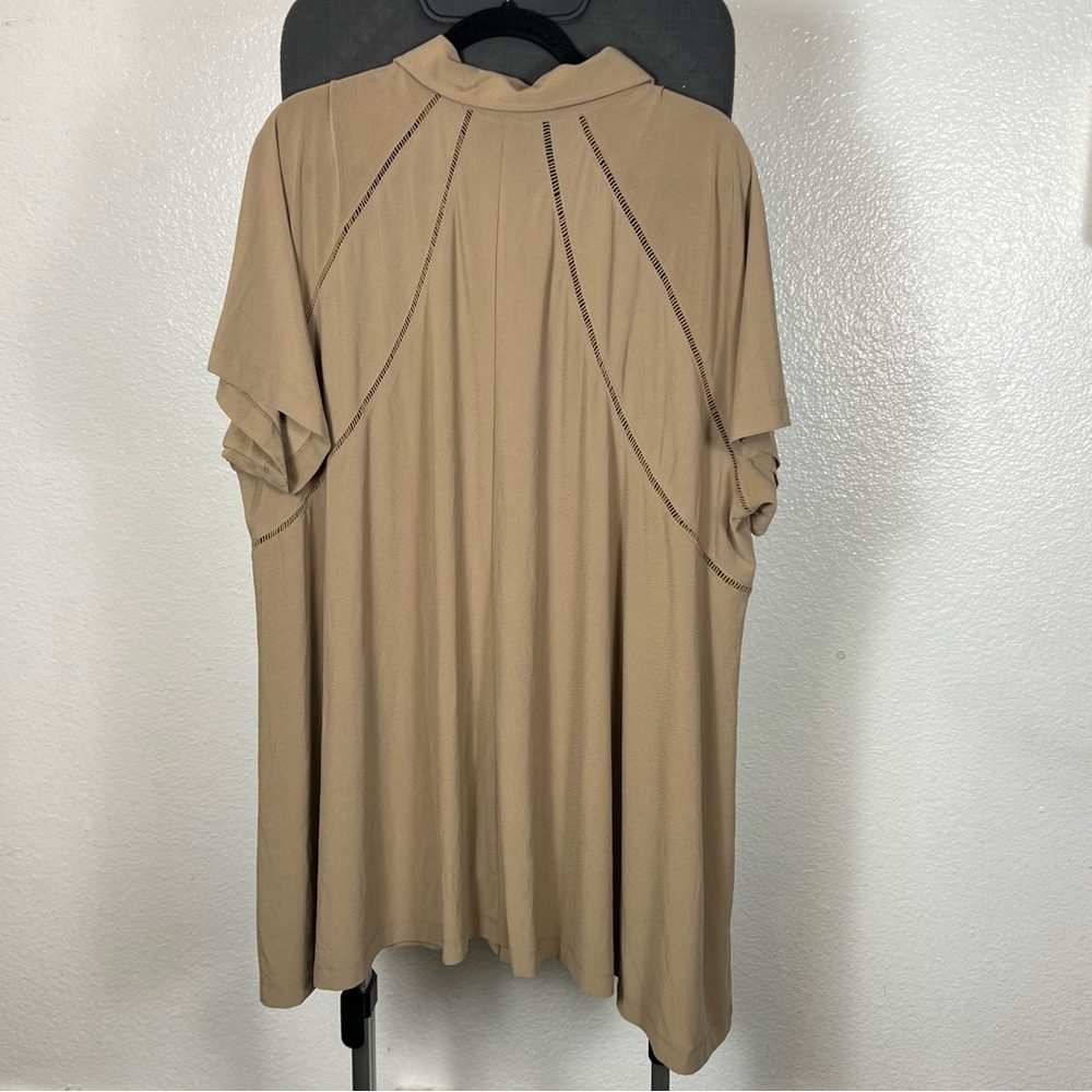 Attitudes by Renee | Tan Button Down Shirt‎ - Picture 6 of 11